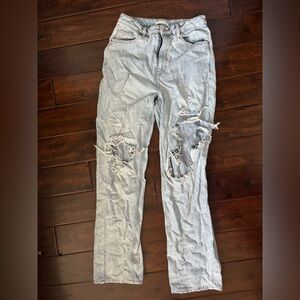 PacSun Light Blue Distressed Straight Leg Jeans